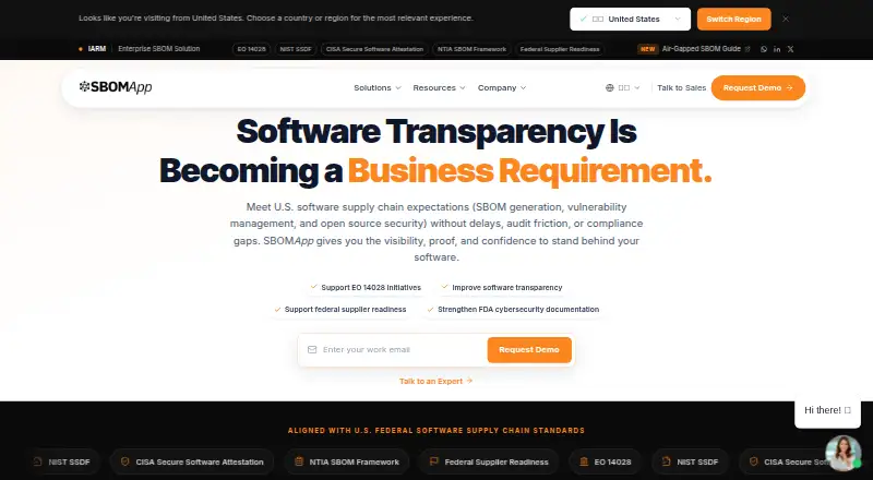 The SBOMApp homepage