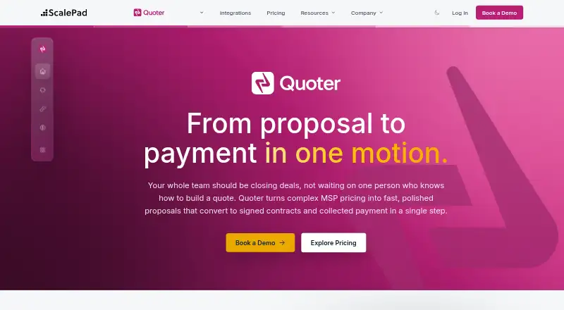 The Quoter homepage