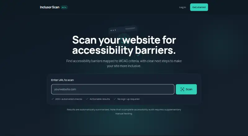 The Inclusor Scan homepage