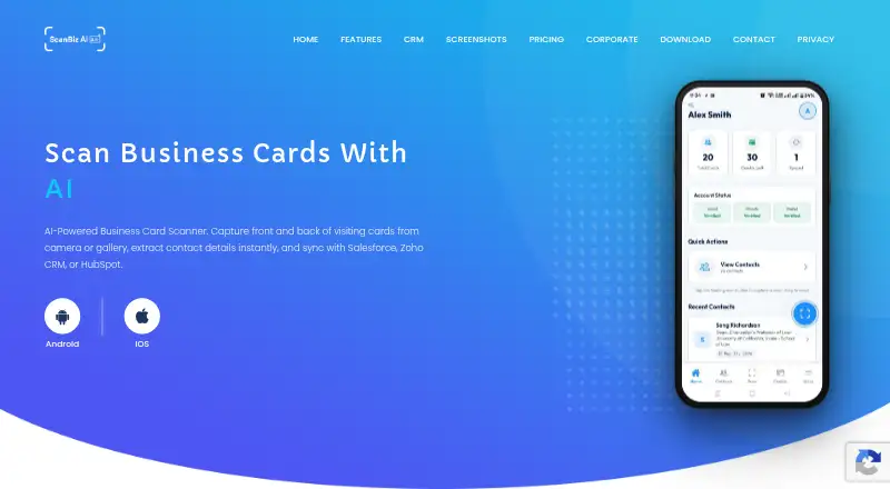 The ScanBizAI homepage