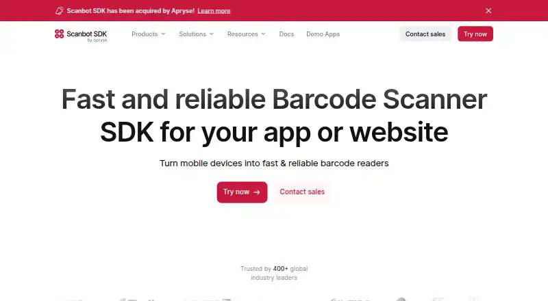 The Scanbot Barcode Scanner SDK homepage