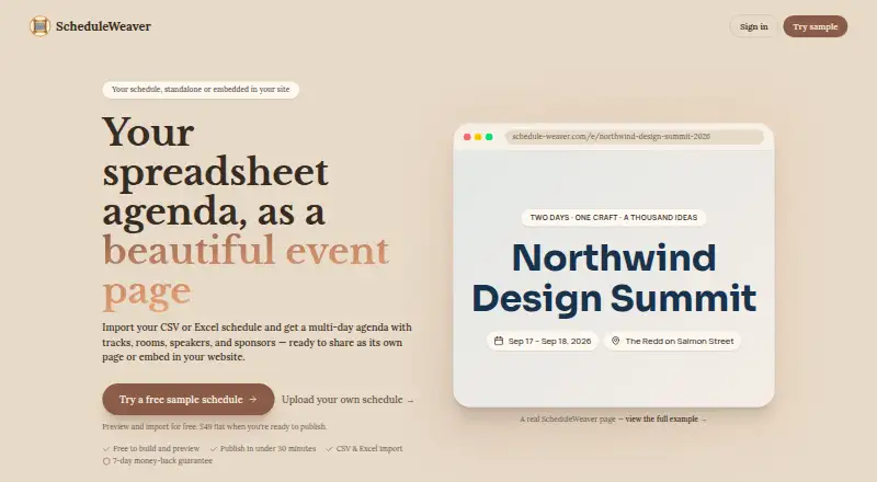 The ScheduleWeaver homepage