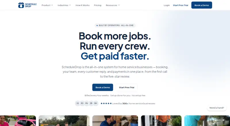 The ScheduleDrop homepage