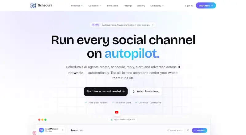 The Schedura homepage