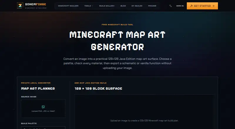 The SchemForge Map Art Generator homepage