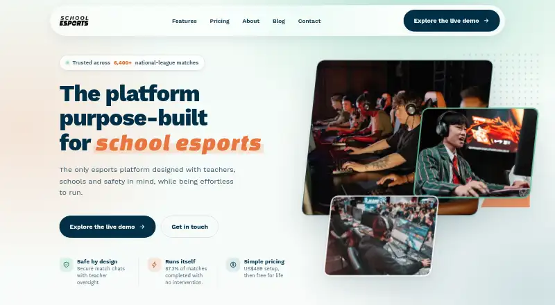 The School Esports homepage