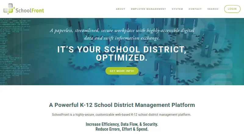 The SchoolFront homepage