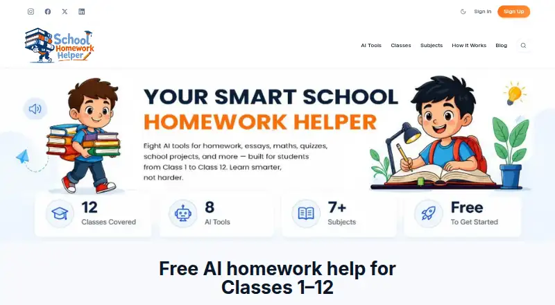 The School Homework Helper homepage
