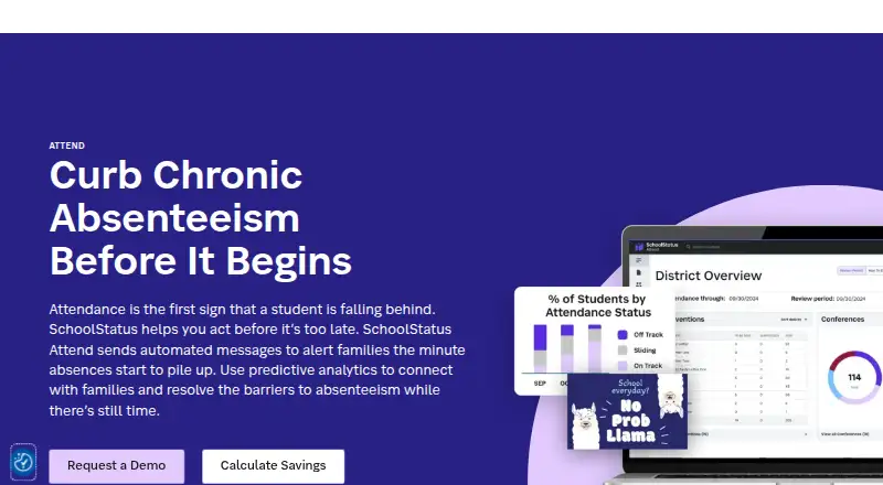 The SchoolStatus Attend homepage