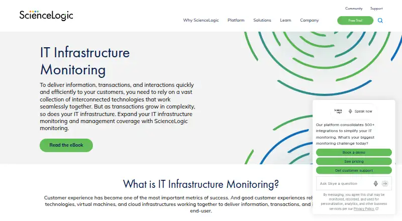 The ScienceLogic SL1 homepage