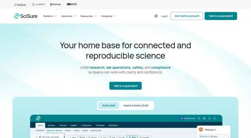 The eLabNext homepage