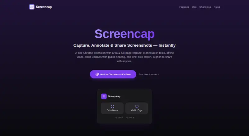The Screencap homepage
