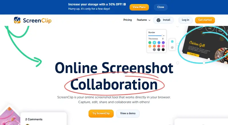 The ScreenClip homepage