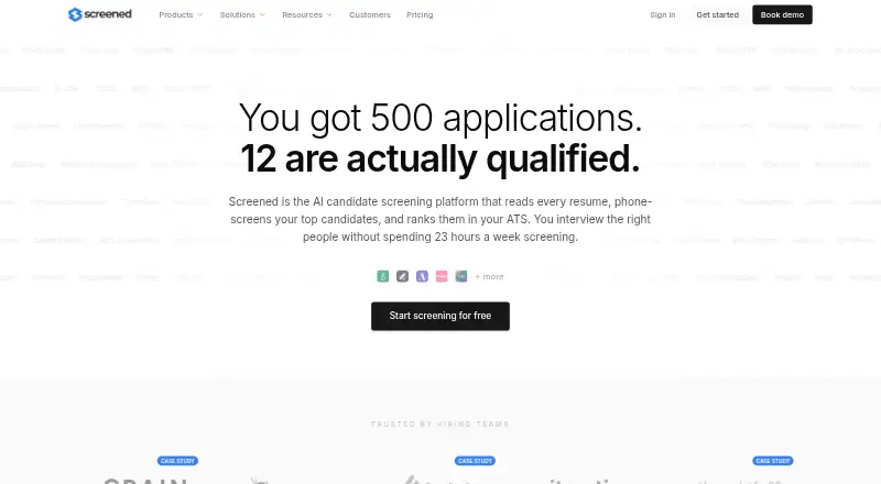The Screened homepage