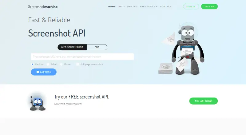 The Screenshot Machine homepage