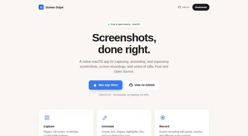 The Screen Snipe homepage