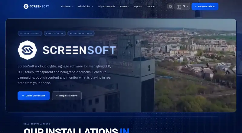 The ScreenSoft homepage