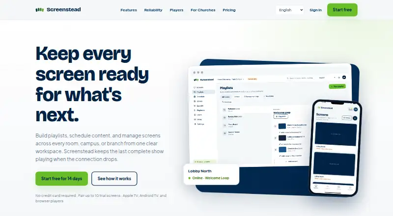 The Screenstead homepage