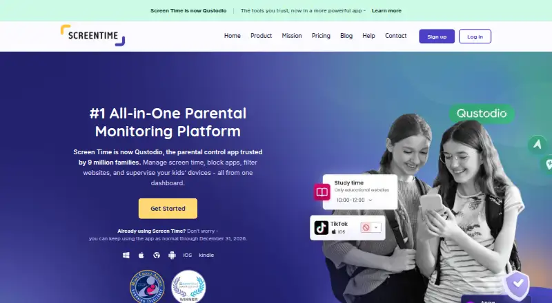 The Screen Time homepage