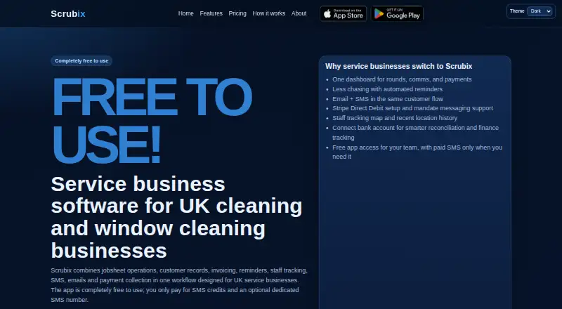 The Scrubix homepage