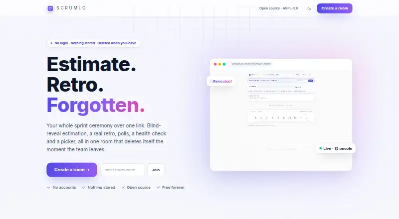 The Scrumlo homepage