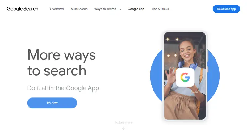 The Google App for desktop homepage