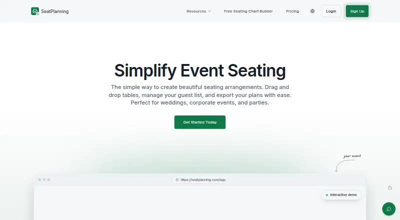 The SeatPlanning homepage