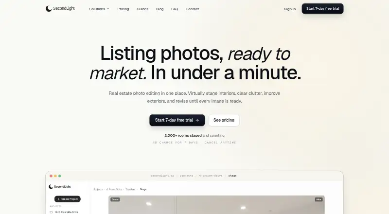 The SecondLight homepage