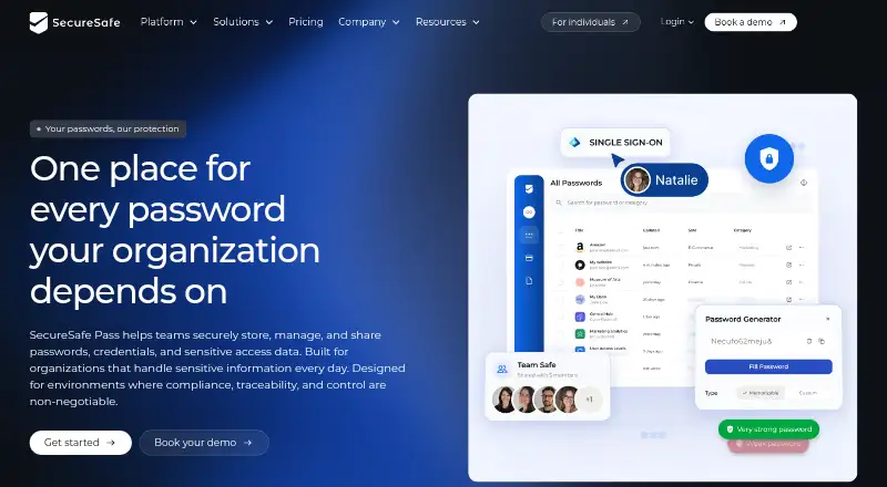 The SecureSafe Pass homepage