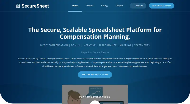 The SecureSheet Compensation Planning homepage
