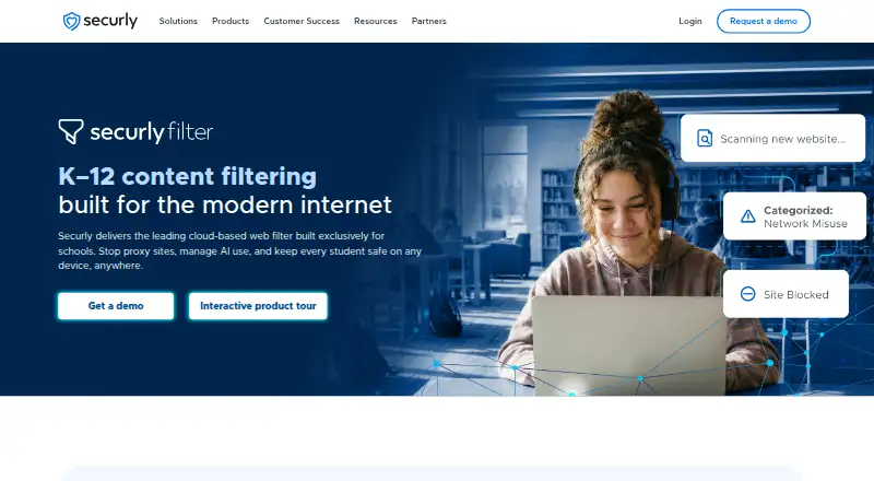 The Securly Filter homepage