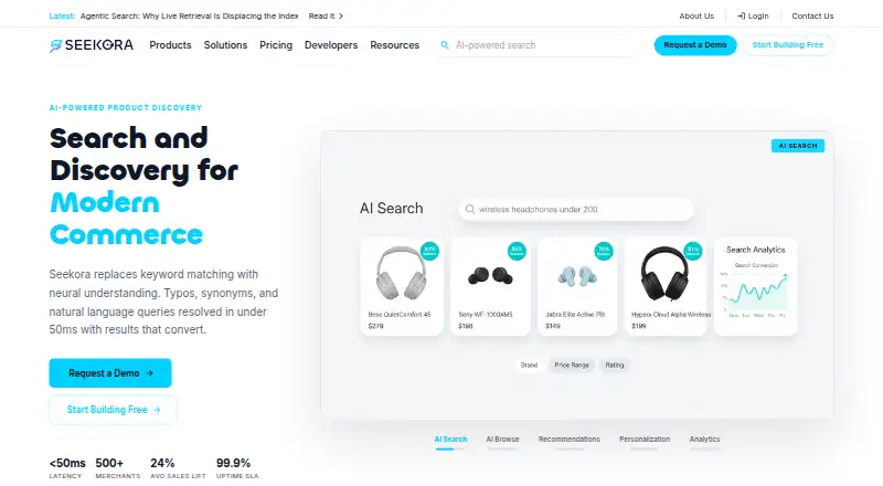 The Seekora Analytics homepage