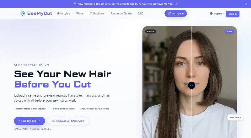 The SeeMyCut homepage