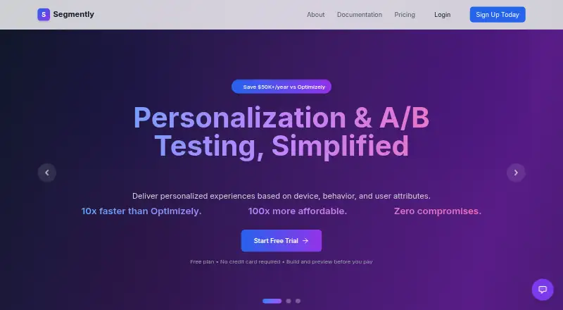 The Segmently homepage