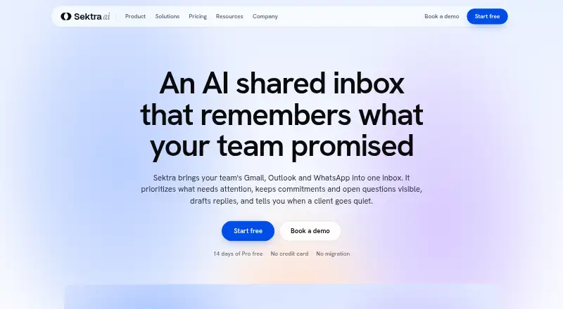 The Sektra AI homepage
