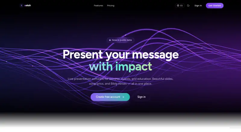 The Selah homepage