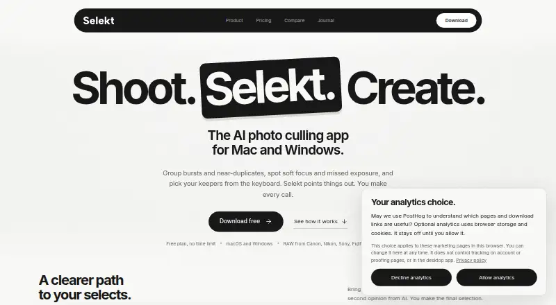 The Selekt homepage