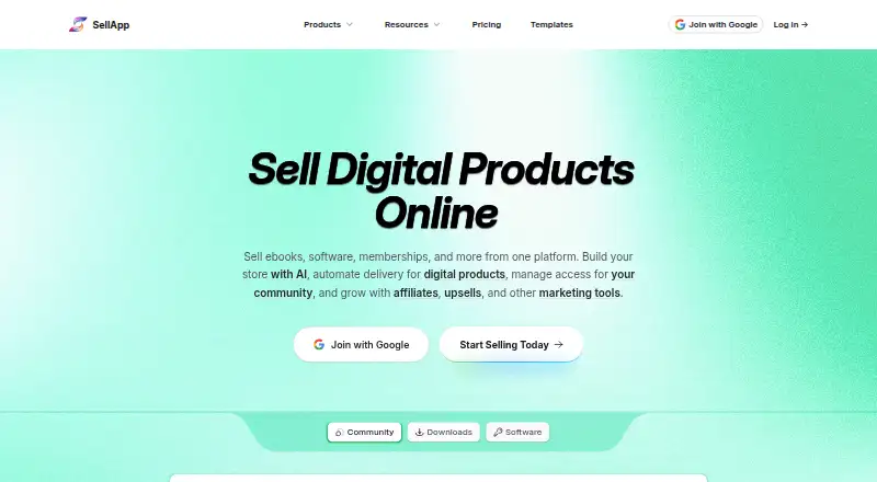 The SellApp homepage