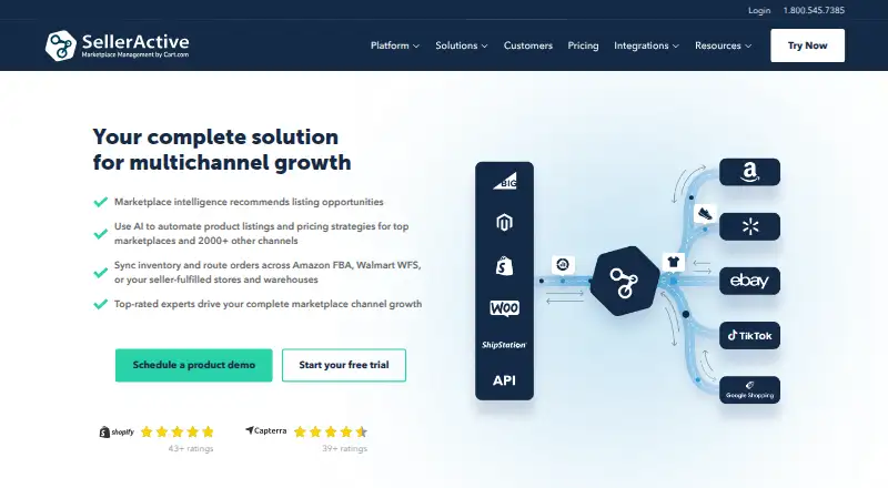 The SellerActive homepage