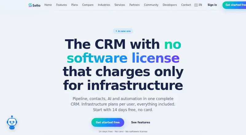 The SellioCRM homepage