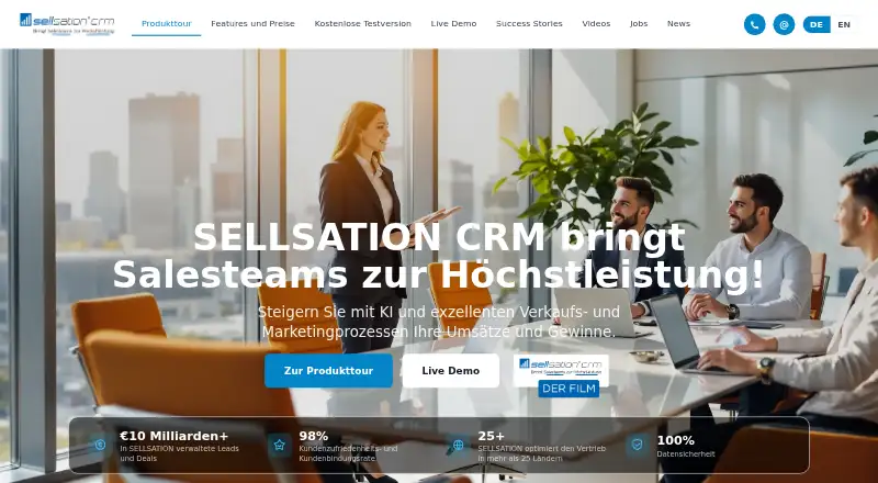 The SELLSATION CRM homepage