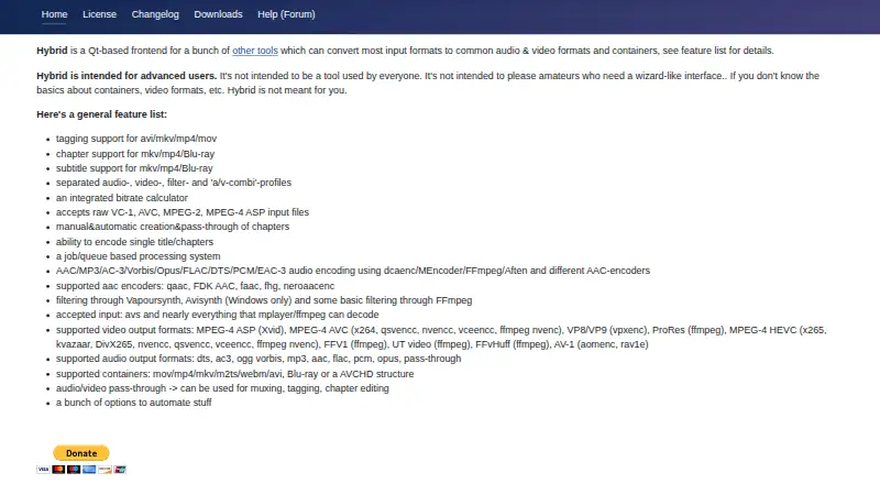 The Hybrid homepage