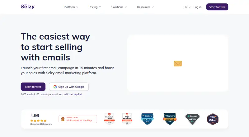 The Selzy homepage
