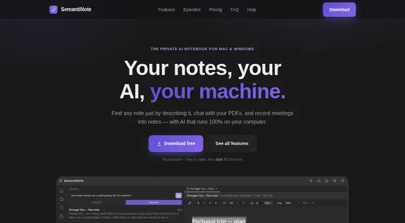 The SemantiNote homepage