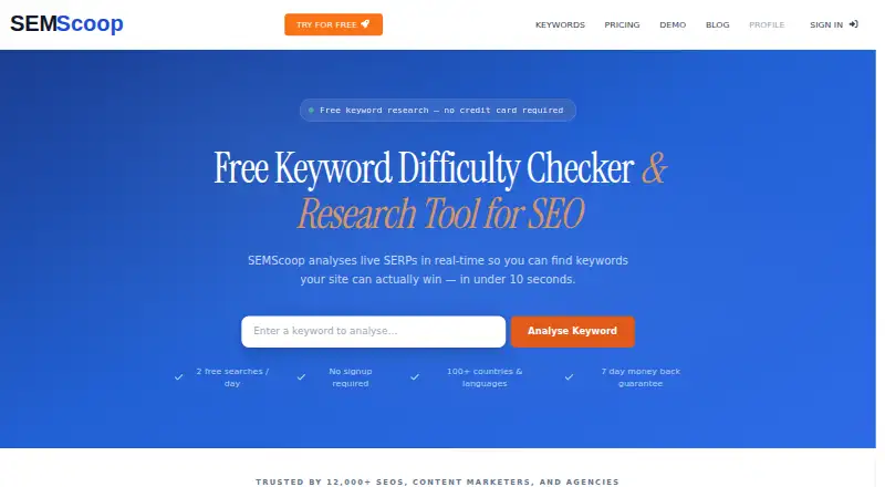 The SEMScoop homepage