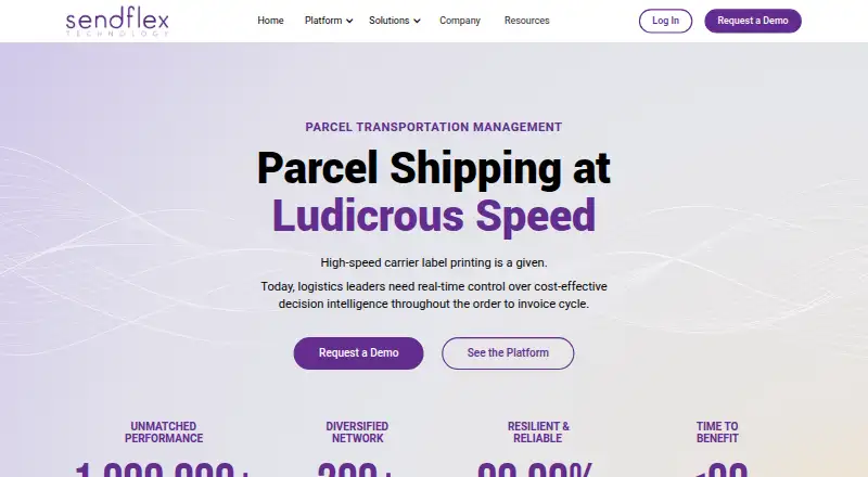 The Sendflex homepage