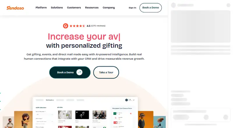 The Sendoso homepage