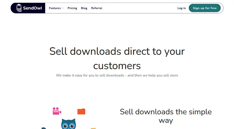 The SendOwl homepage