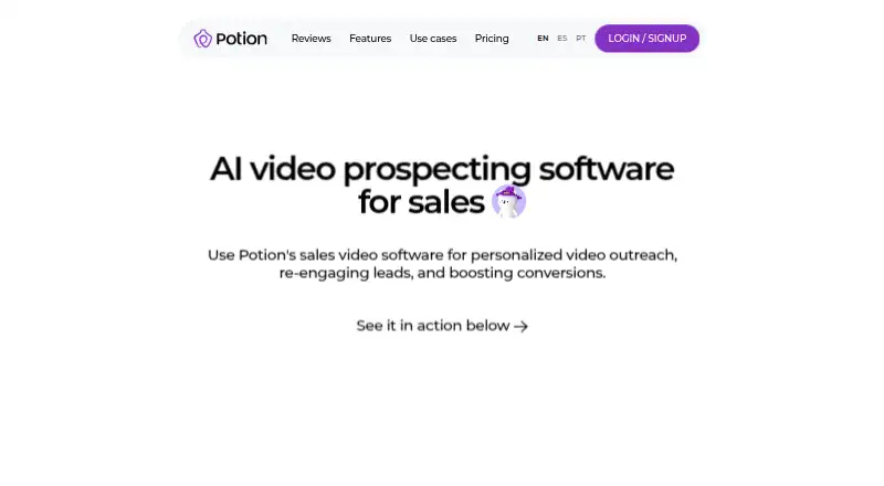 The Potion homepage