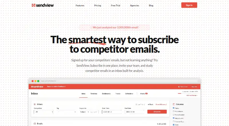 The SendView homepage